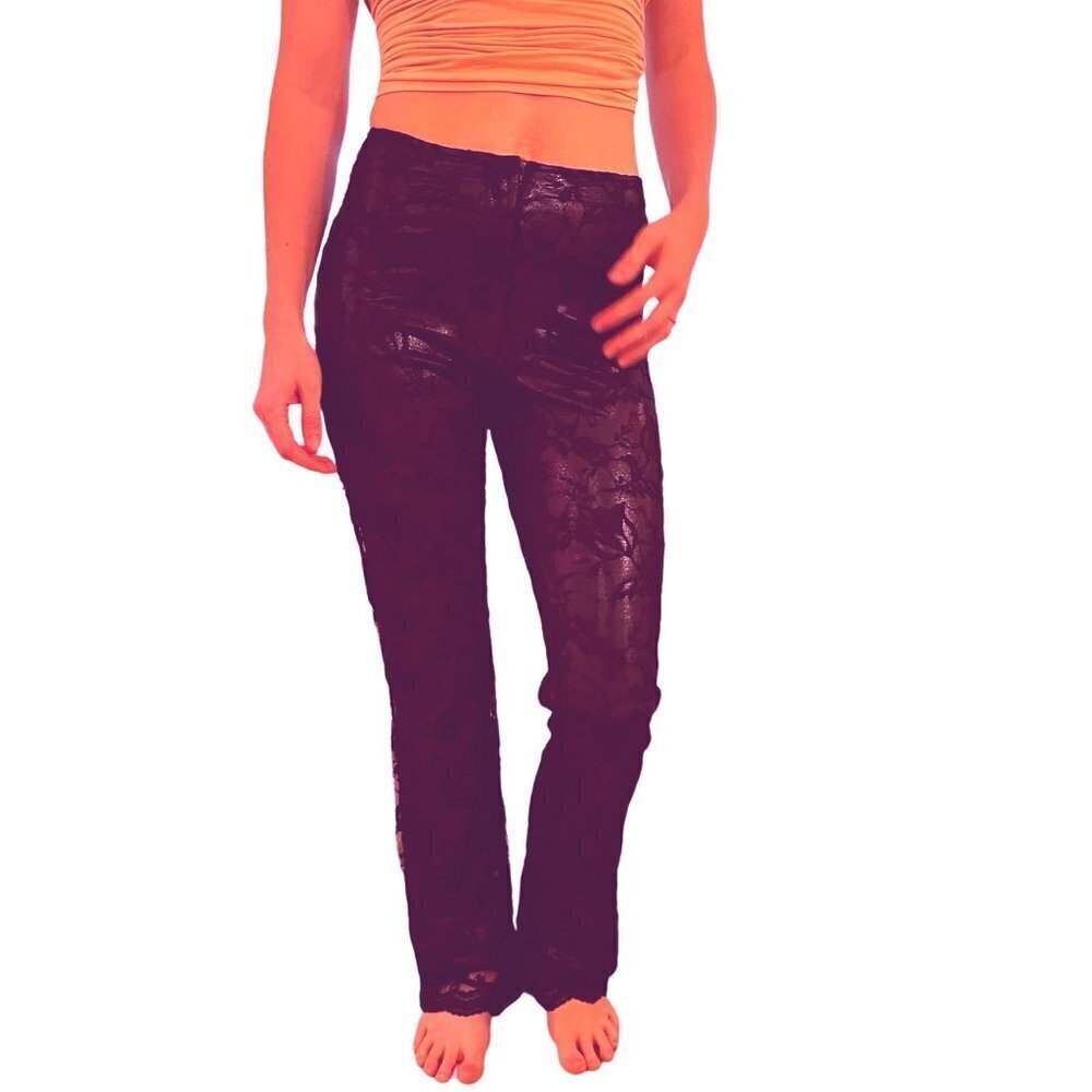 Vintage Scott McClintock Funky Lace Iridescent Festival Club Hight Waist Pants - Picture 2 of 16